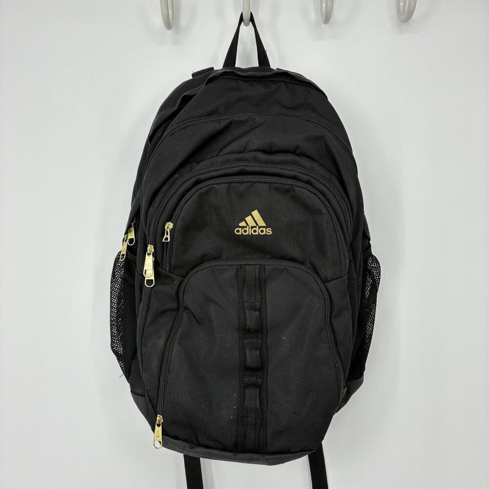 Adidas Black Backpack with Multiple Compartments Gold Color Hardware - Flawed - Picture 1 of 9